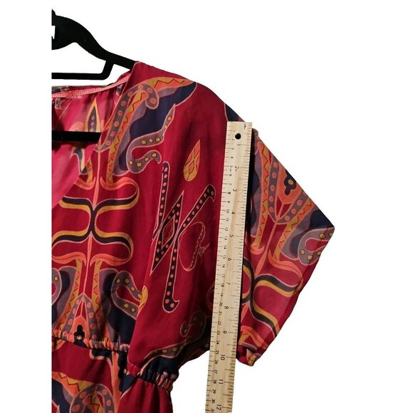 Xhilaration Maxi Dress Small Floral Red Fairycore Grunge Hippie Boho Chic Gypsy - Picture 4 of 6